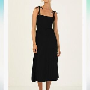 Black Pleated Midi Dress